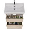 Тумба LEMARK COMBI 70 см под раковину, подвесная/напольная, 2 ящика, фасад Дуб кантри, корпус белый глянец LM03C70T-dub